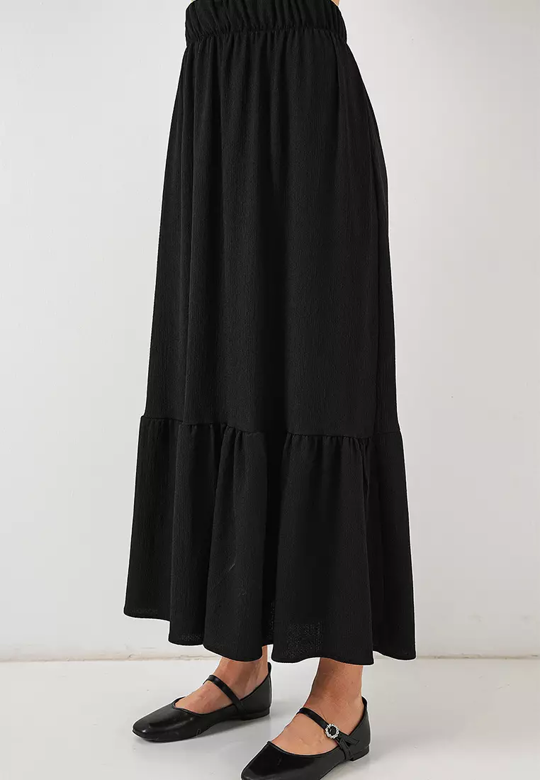 1886 Long Knitted Skirt - Black