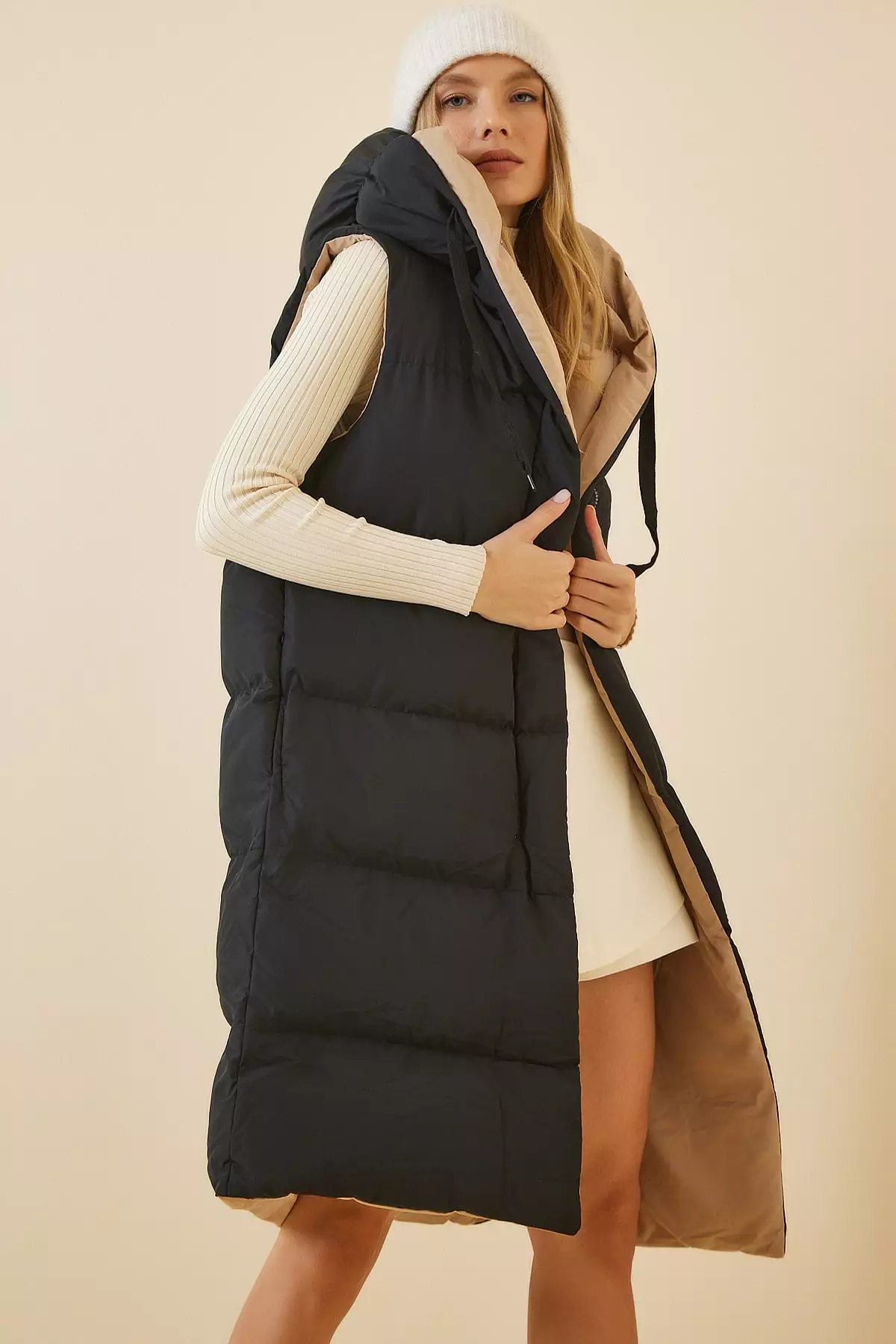 Double-Sided Hooded Zippered Vest