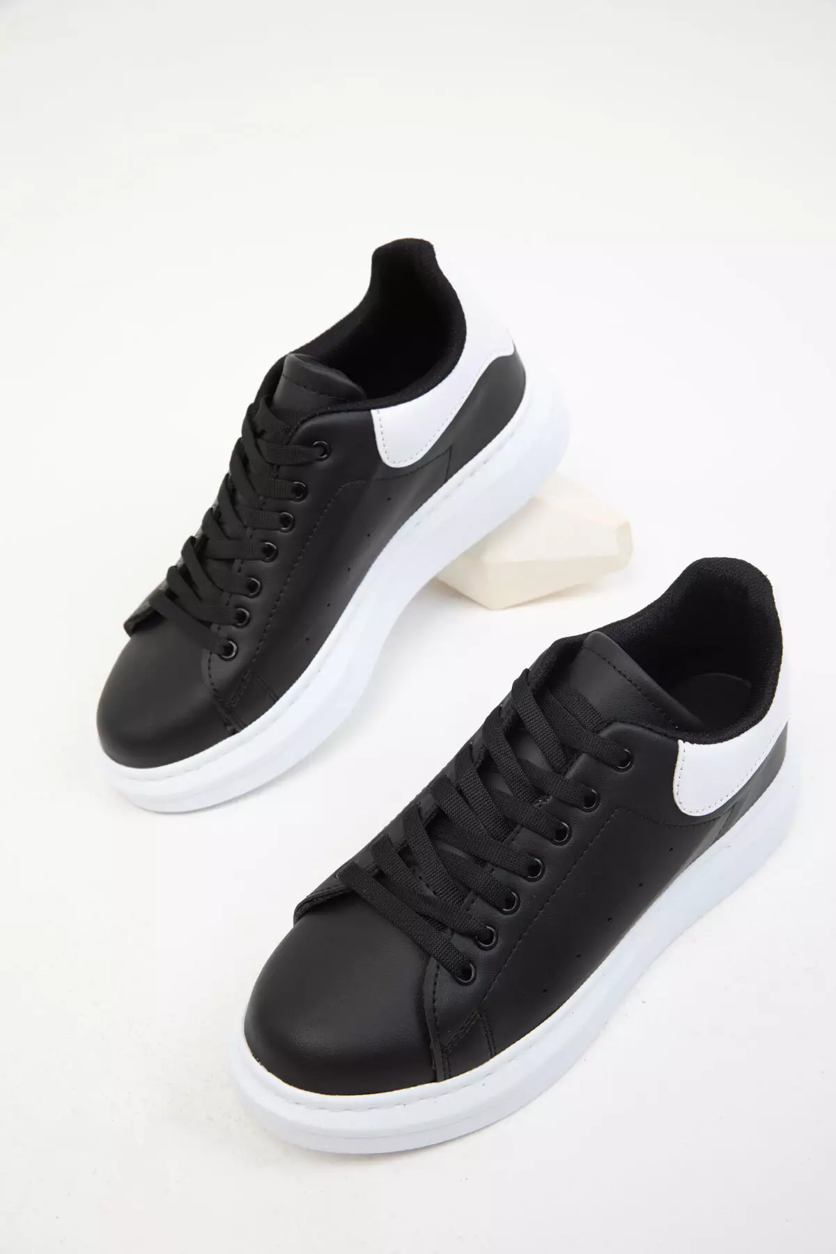 Black-White Patent Leather Women's Sneaker 19845