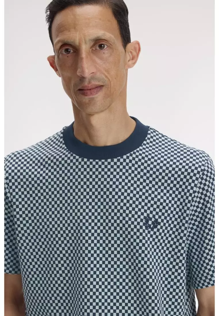 Fred Perry M2394 Checkerboard T-Shirt (Dark Airforce)
