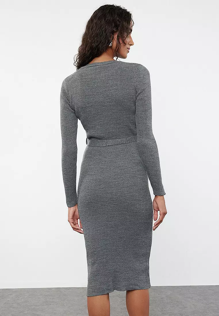 Belt Detailed Sweater Dress