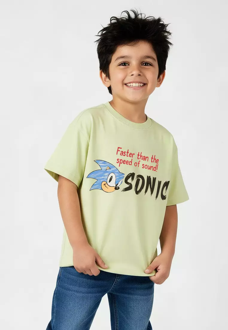 Babyshop Crew Neck Short Sleeves T-Shirt With Sonic The Hedgehog Print