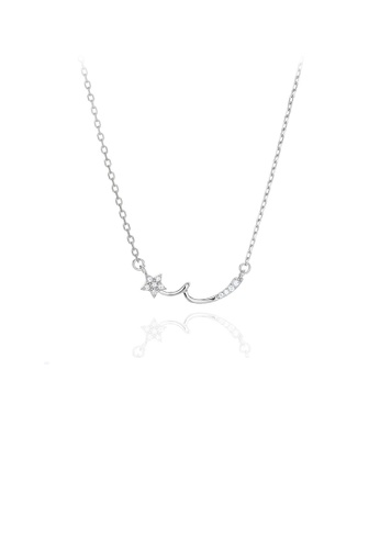 Glamorousky white 925 Sterling Silver Fashion Simple Star Necklace with Cubic Zirconia 6A1ADAC2D76D38GS_1