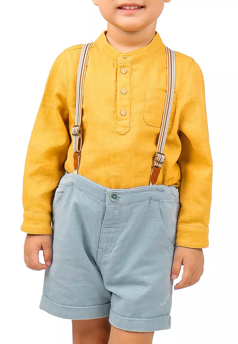 Baby Boys Fold-Up Hem Shorts With Suspenders