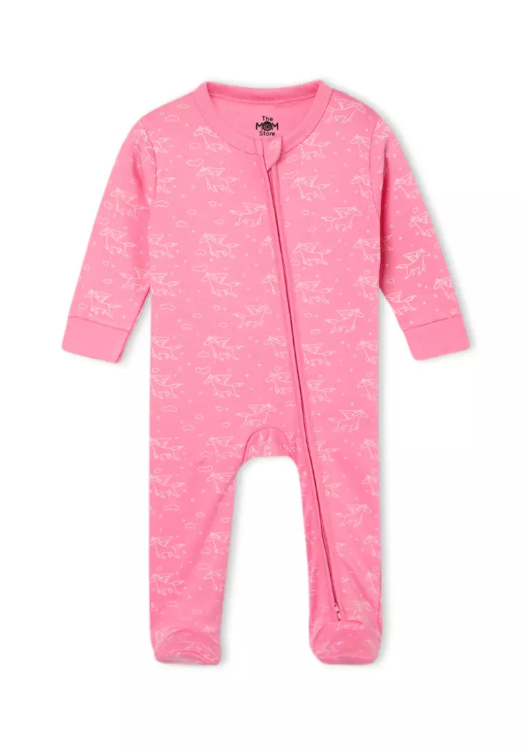 The Mom Store Fairyland Infant Zipper Romper - White