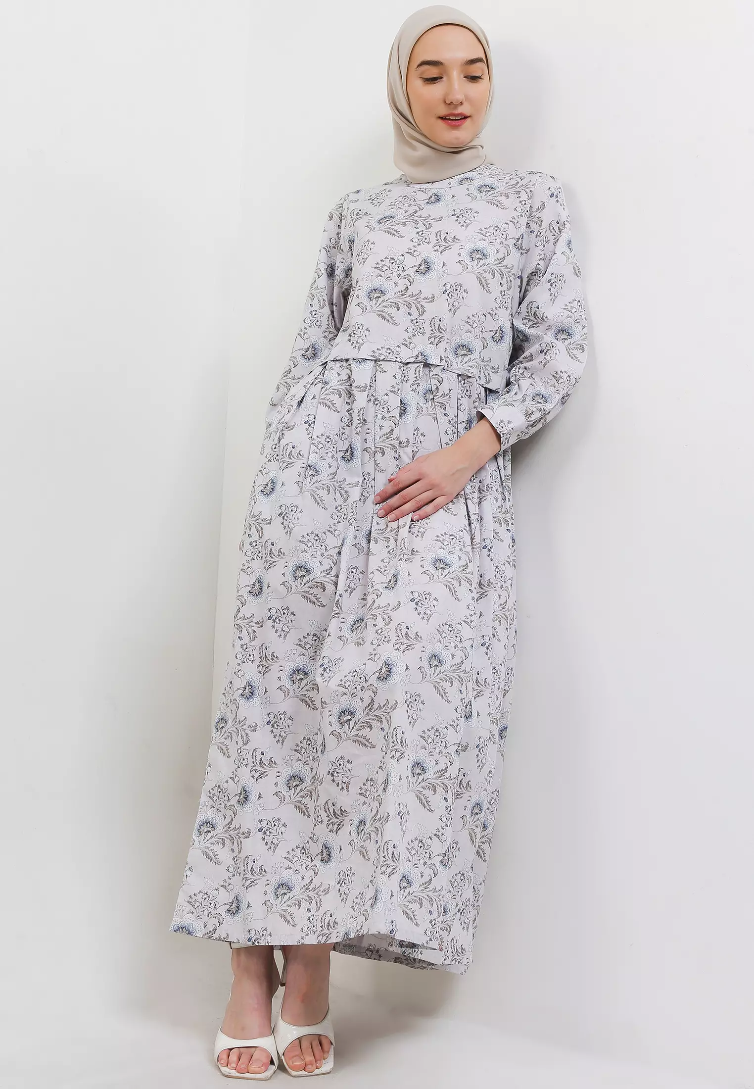 Jual MFMW MFMW Kinanti Dress Gamis Lilac Motif bunga Original 2024