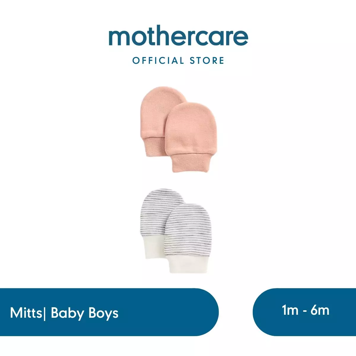 Mothercare Natural Baby Mittens - 2 Pack - Sarung Tangan Bayi Laki-laki (Cokelat)