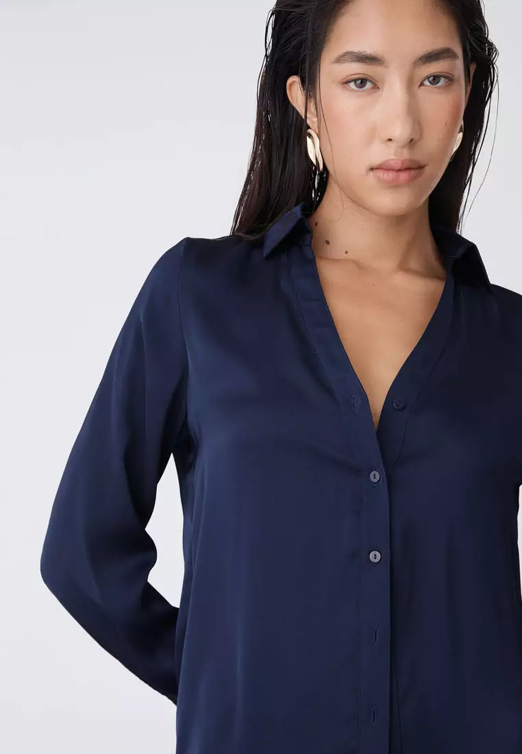 Lila V-neck Satin Blouse