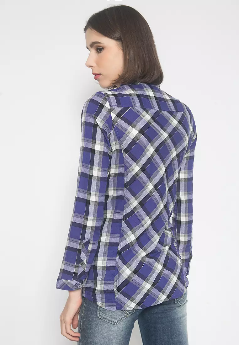 LGS - Kemeja Wanita - Kotak - Ungu - Slim Fit LSH.380.Z1448L.639.C