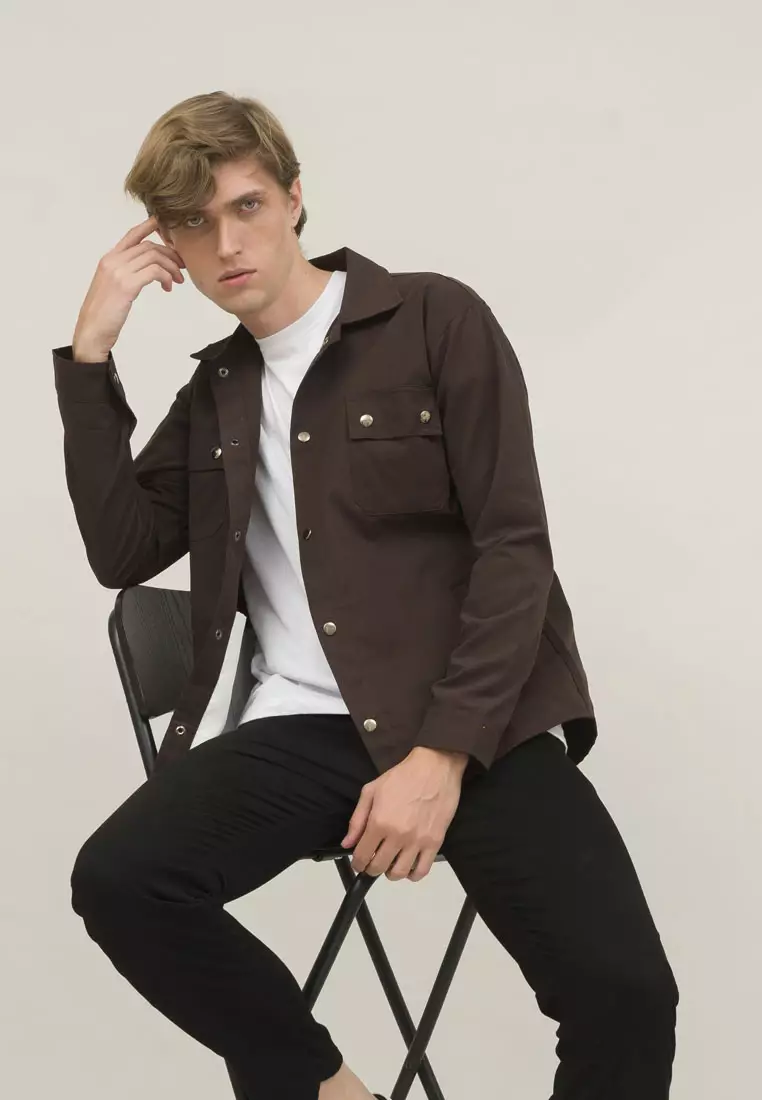 Jaket parka pria coklat kanvas trucker jacket CRUNK houseofcuff