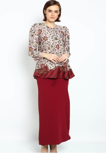 Owl By Nora Danish - Raihanna By Owloveraya Kurung Kedah Batik Modern from OWLBYND in Red