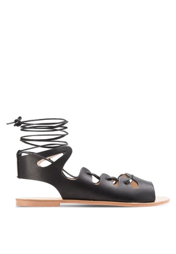 Laced Up Gladiator Flat Sandals