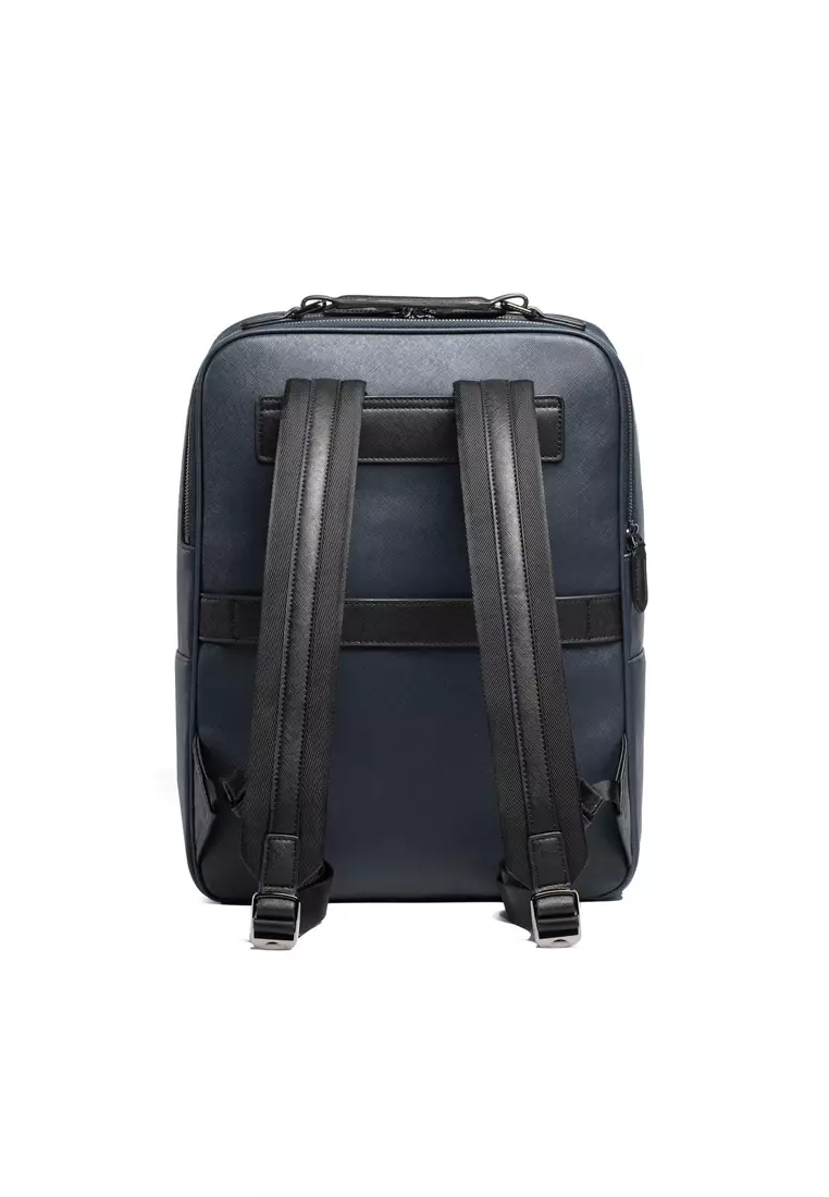Earthen Recycled Leather Backpack - Navy