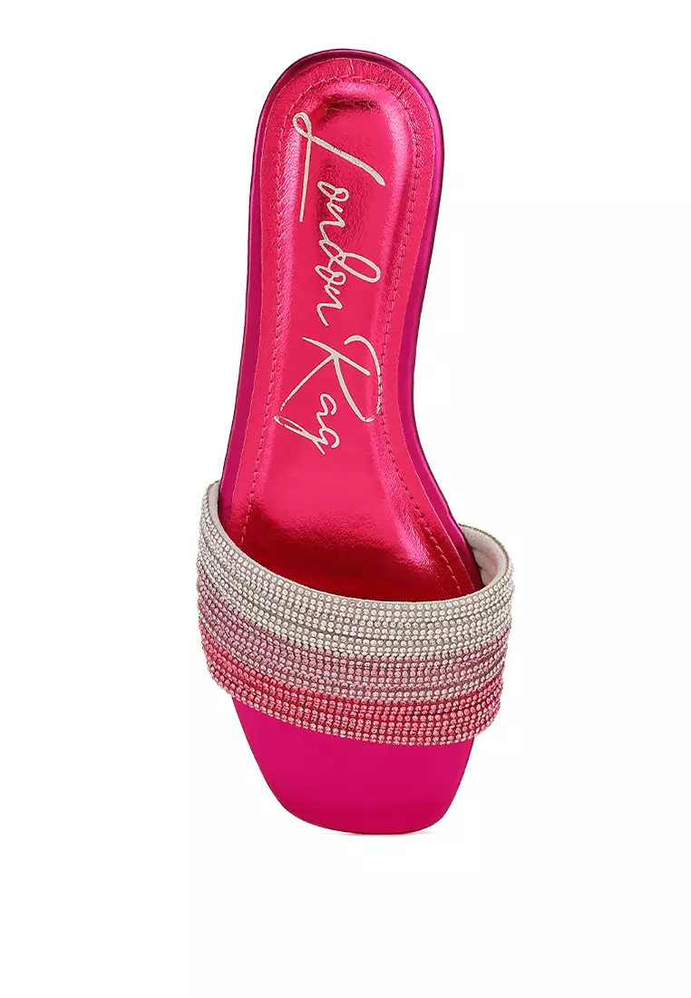 Tali Berlian Imitasi Slip On Flats di Fuchsia