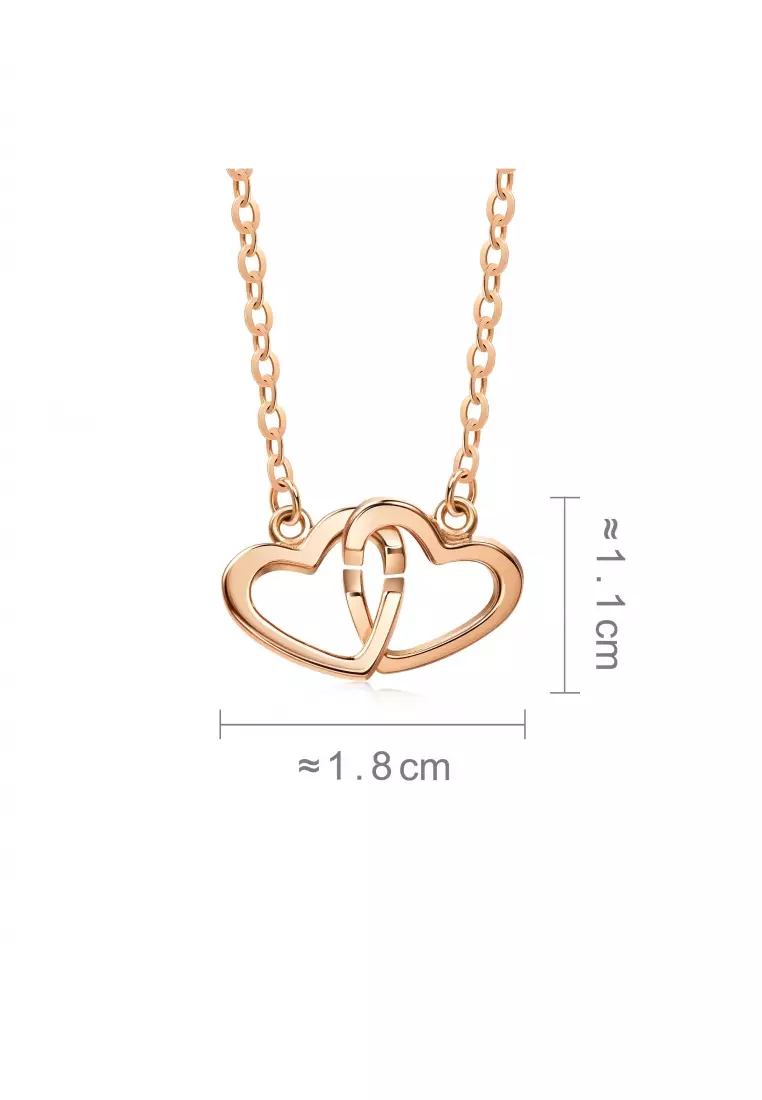 Delicate Gold 18K Rose Gold Love Heart Necklace for Women 92632N