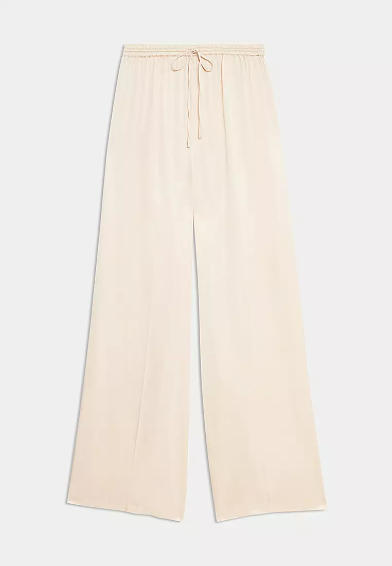 Satin Elasticated Waist Wide Leg Trousers