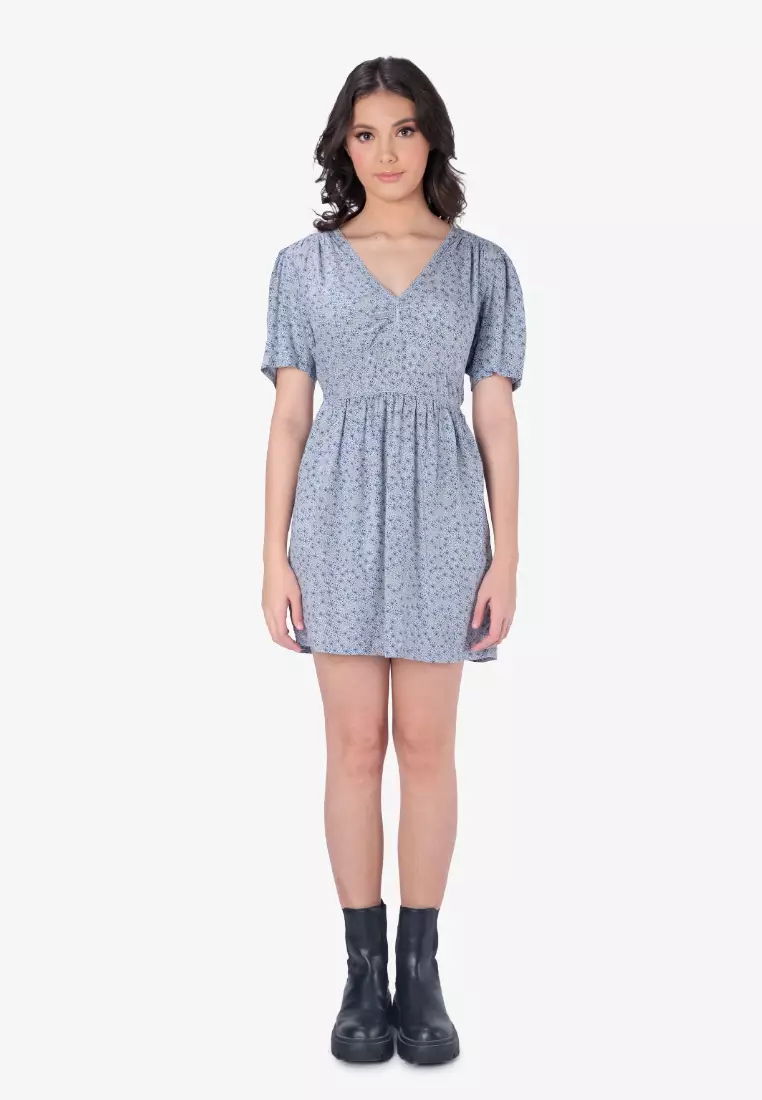 Floral Dress With Cut And Sew