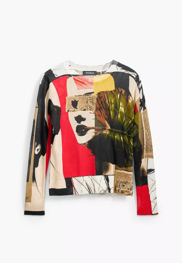 Sweat Desigual Femme - Collection Christian Lacroix - Motif Collage - Viscose Et Lin - Taille Regular