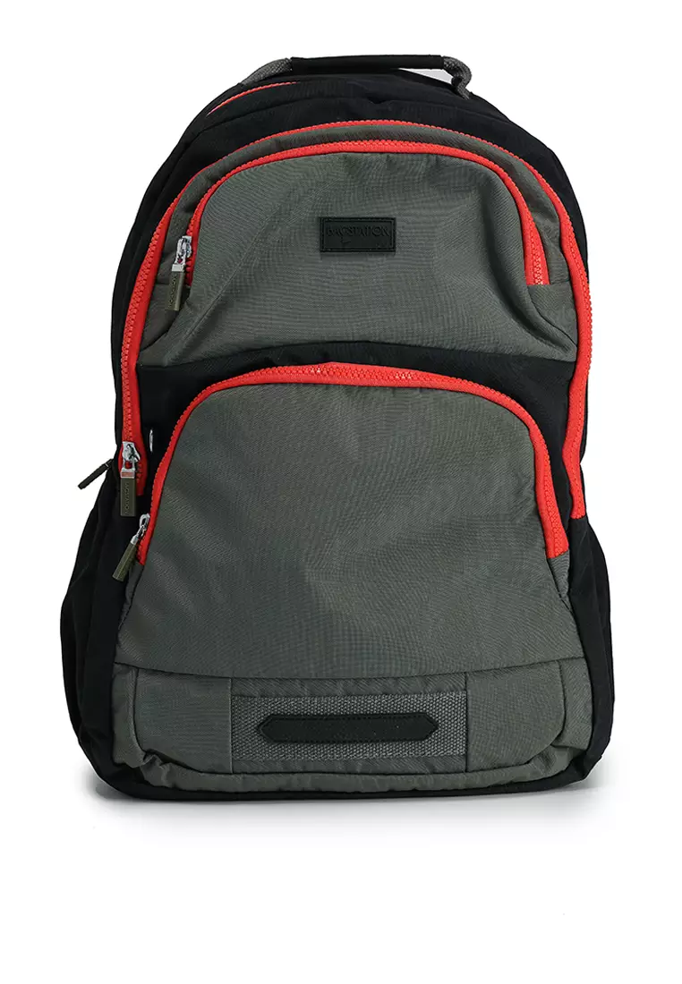 Colour Block Nylon Large Backpack