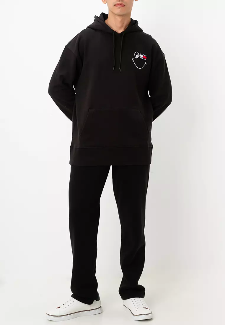 Smiley Badge Tommy Jeans Badge Hoodie Black Tommy Hilfiger Jeans