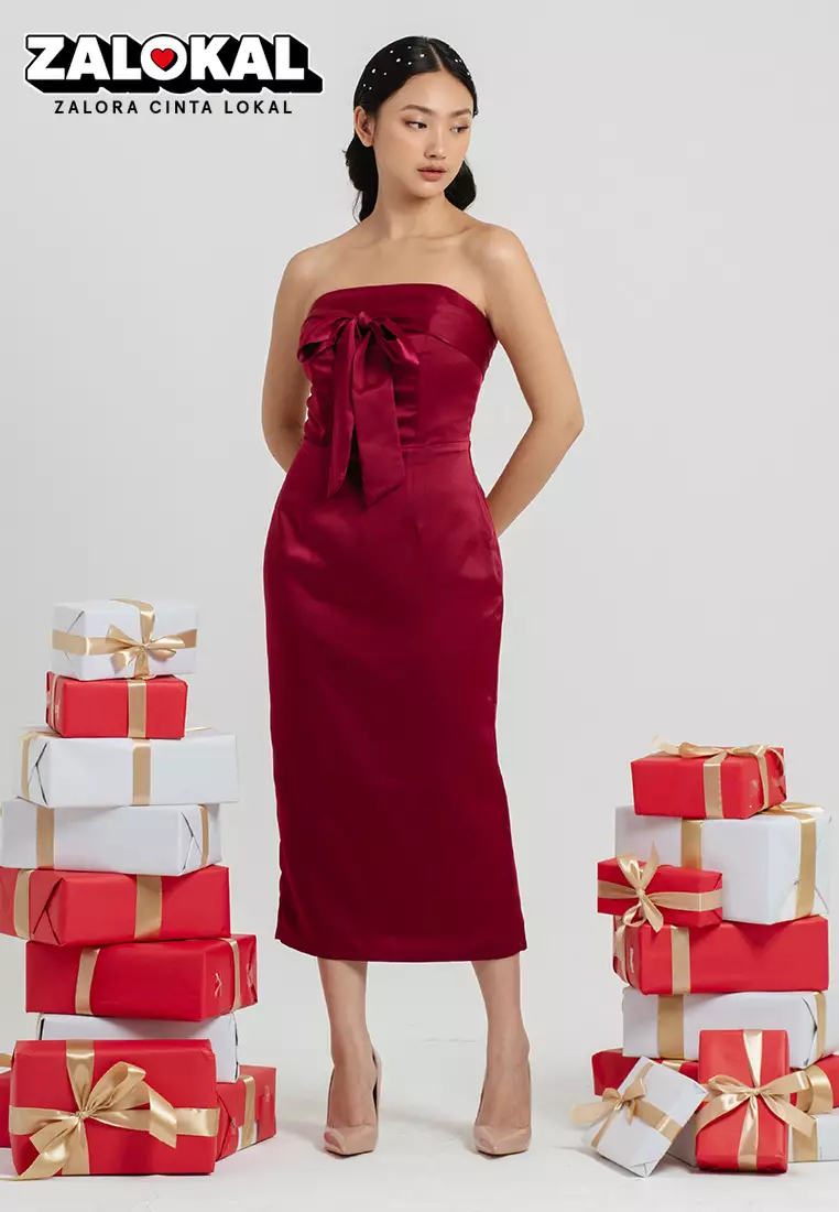 Maroon tube dress 2025