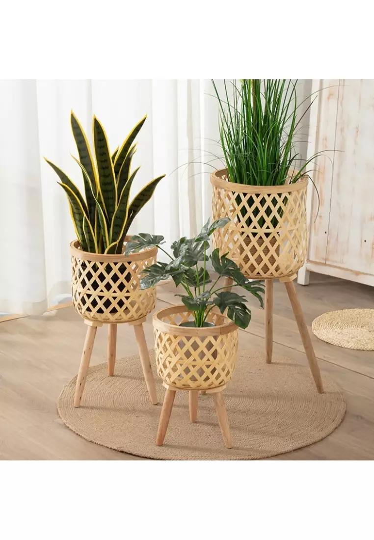 Buy DILAS HOME Woven Bamboo Plant Pot Holder Stand (Medium) Online