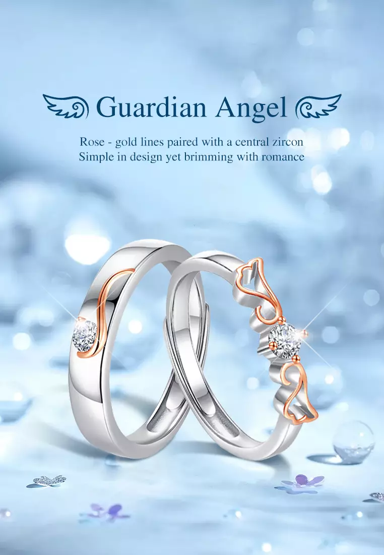 Cincin Couple Original Angel Wings Design Korea Fashion Perhiasan Hadiah Cincin Wanita Pria