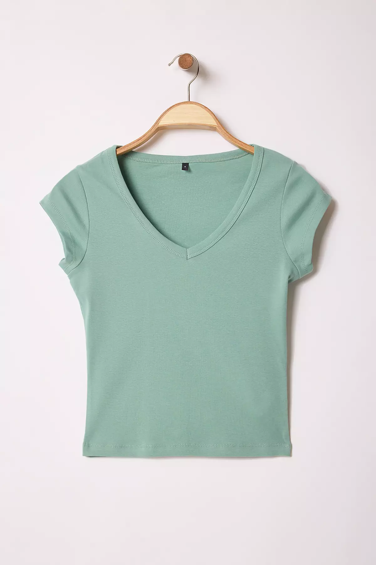 Mint V-Neck Fitted/Body-Sitting Knitted Blouse Twoss25Bz00208