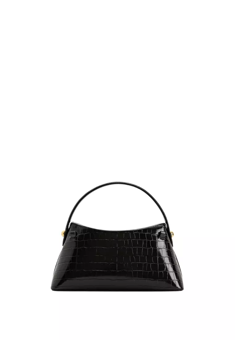 Talia Top Handle Bag - Black Croc