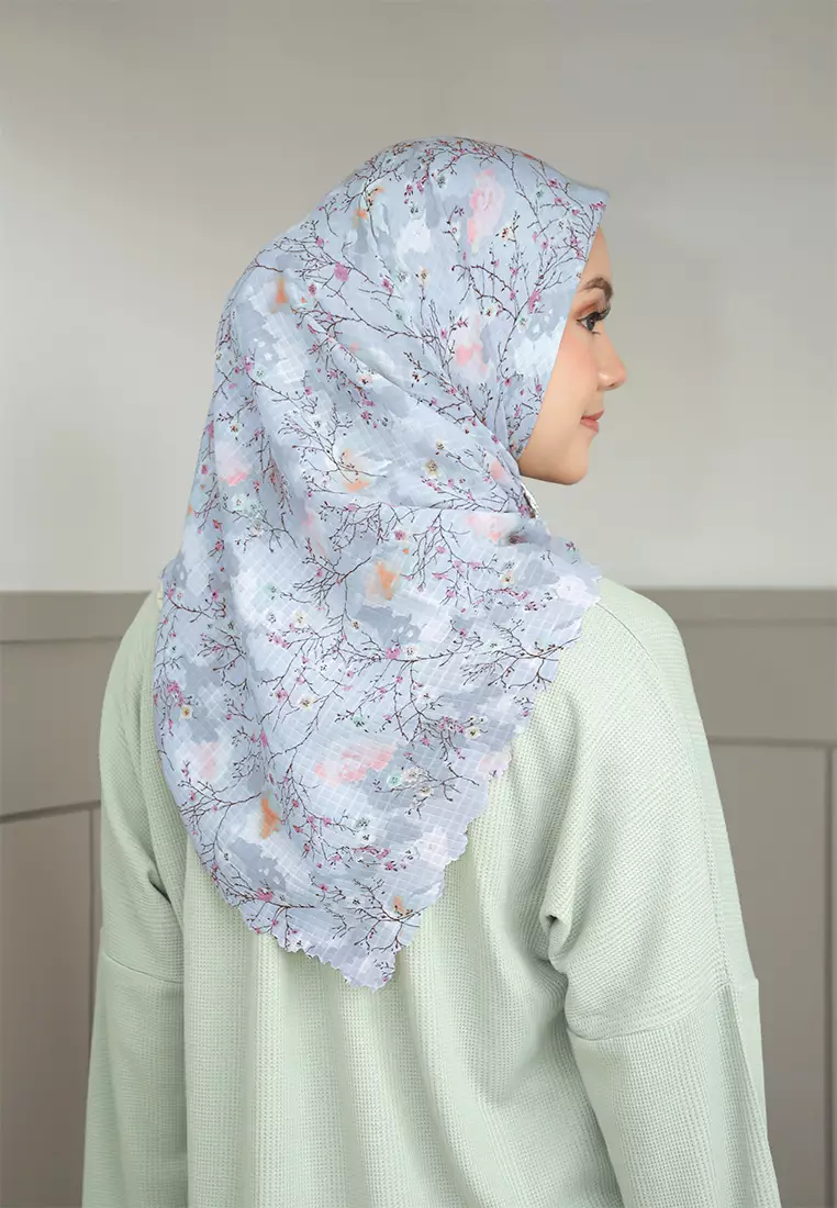 Zelena - Clemira Printed Scarf | Hijab Segiempat Motif - Blue