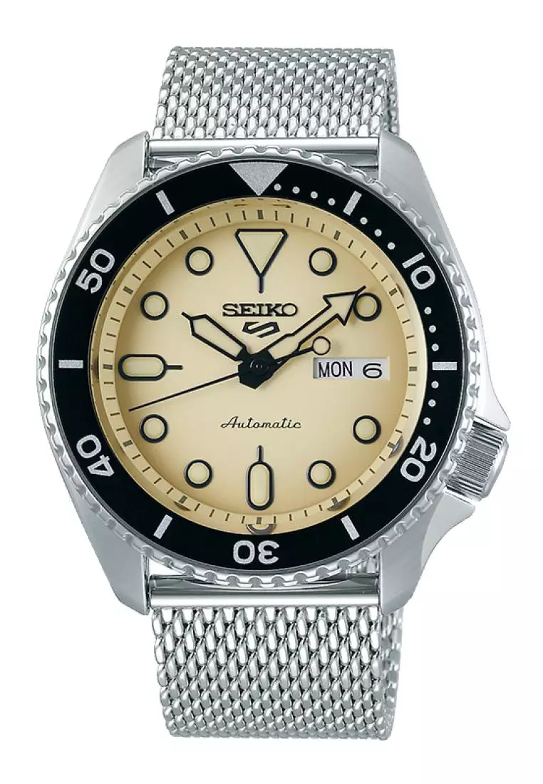 Jam Tangan Pria Seiko 5 Sports Original Garansi Resmi SRPD67K1 Strap Stainless Steel Silver Mesh Bracelet