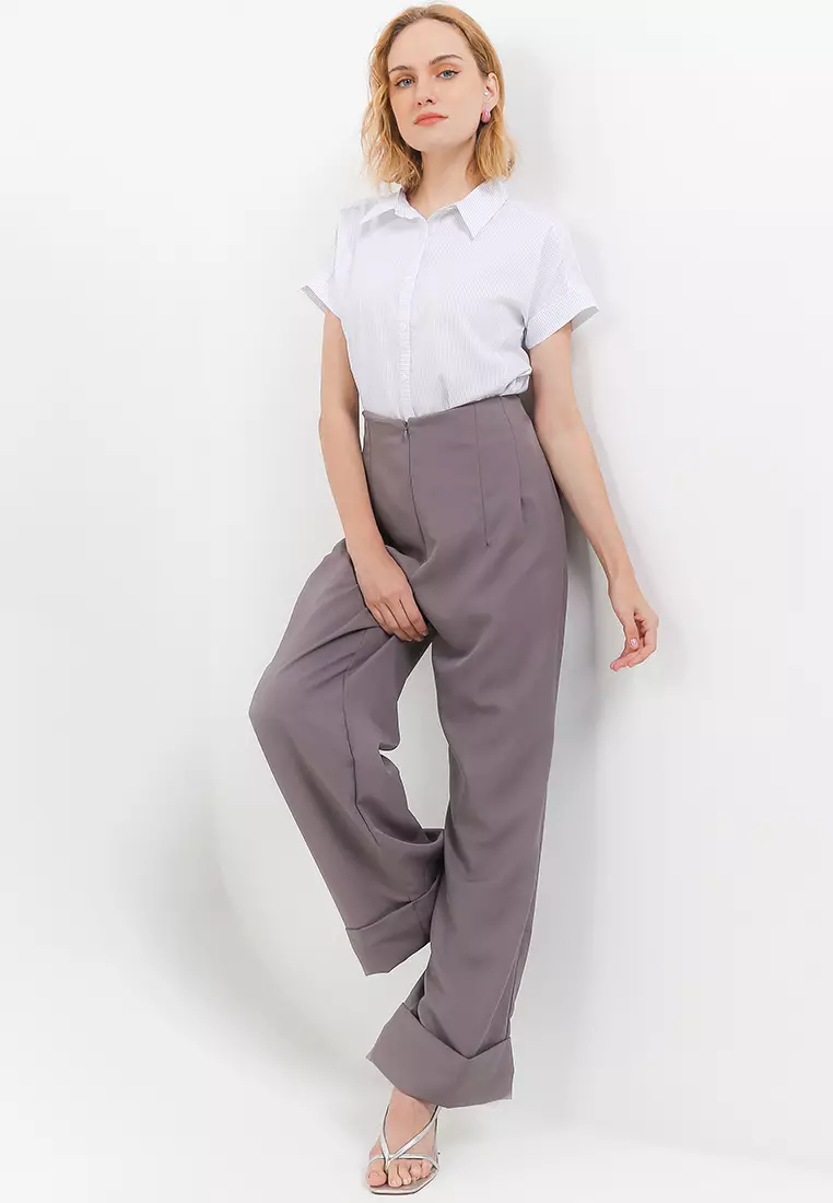 Temple Striped Blouse In Black Stripes