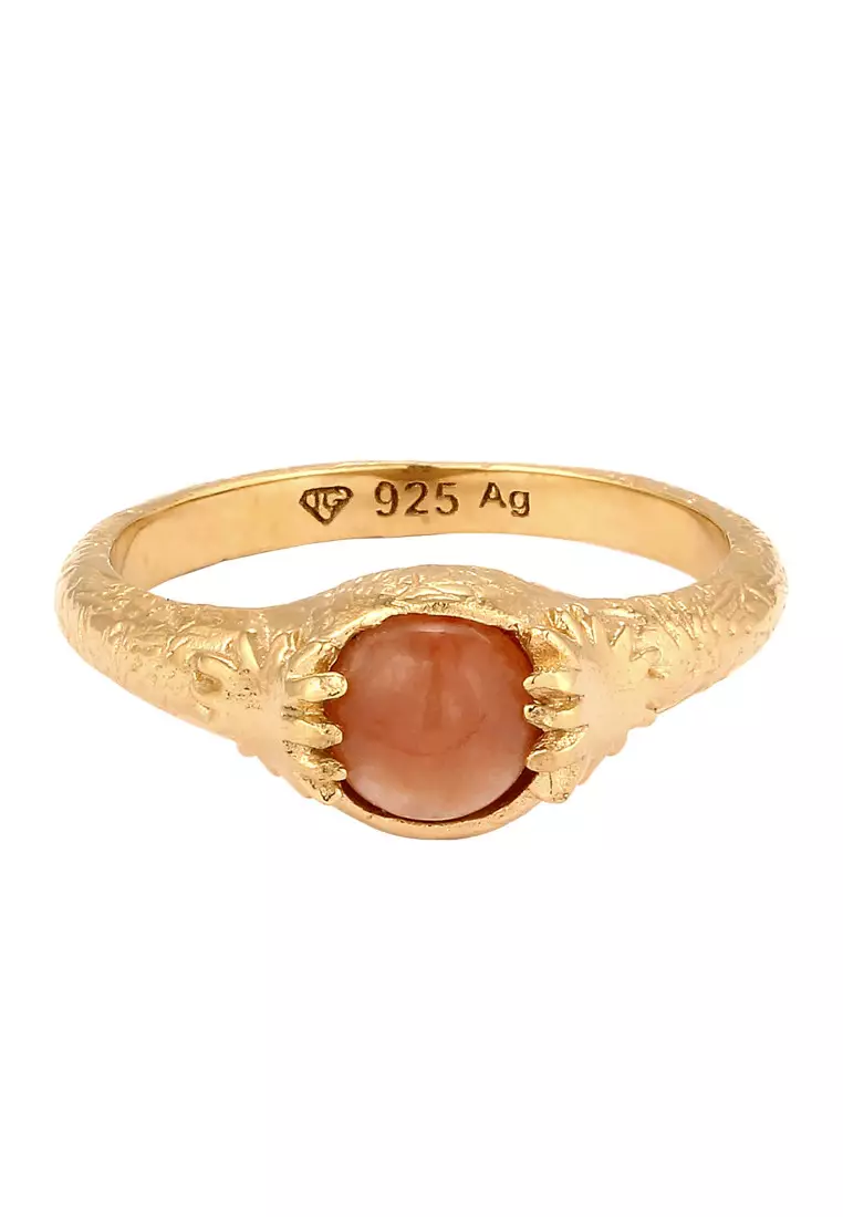 EXCLUSIVE Cincin Perhiasan Perak 925 Wanita Sun Stone Gold Plated