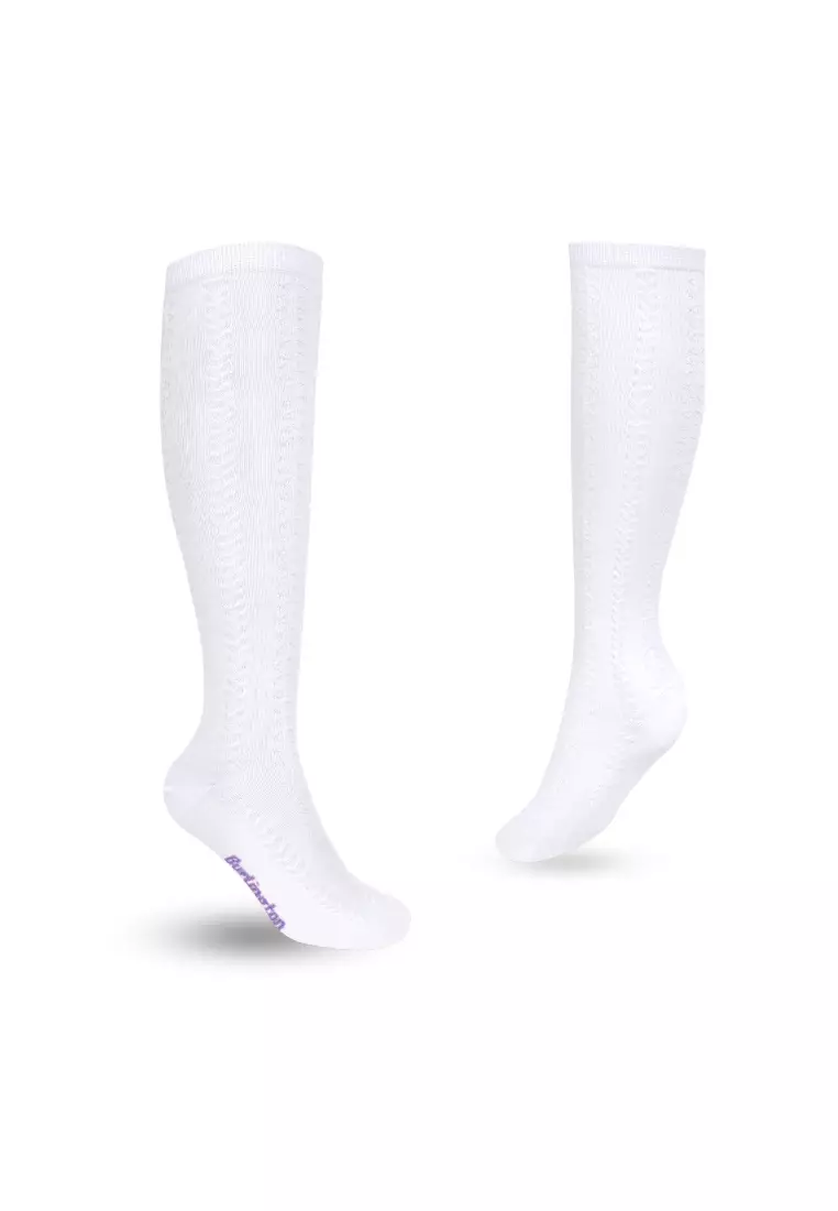 Girls’ Embossed Cotton Thin Casual Knee High Socks 3 pairs in 1 pack BGKHMG2