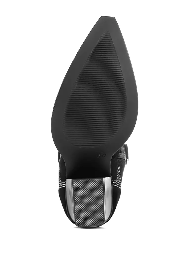 Sepatu Bot Anak Sapi Berhias Berlian Imitasi Warna Hitam