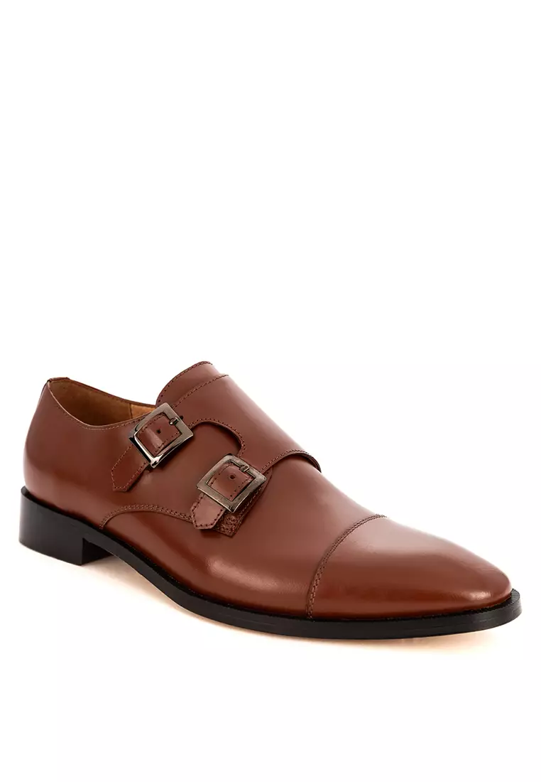 Discount on Bristol Shoes  shoes - SKU: MacGee Brown Double Monk Strap Shoes