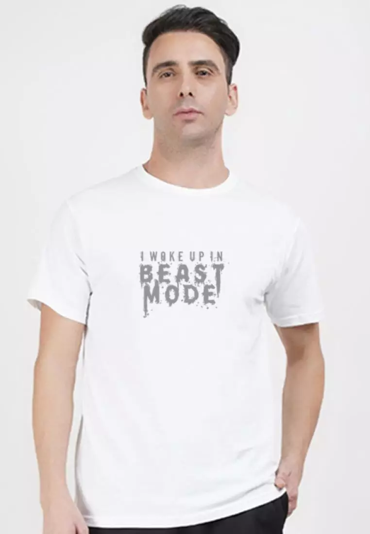 Beast Mode 白色棉质混纺短袖运动/训练 T 恤
