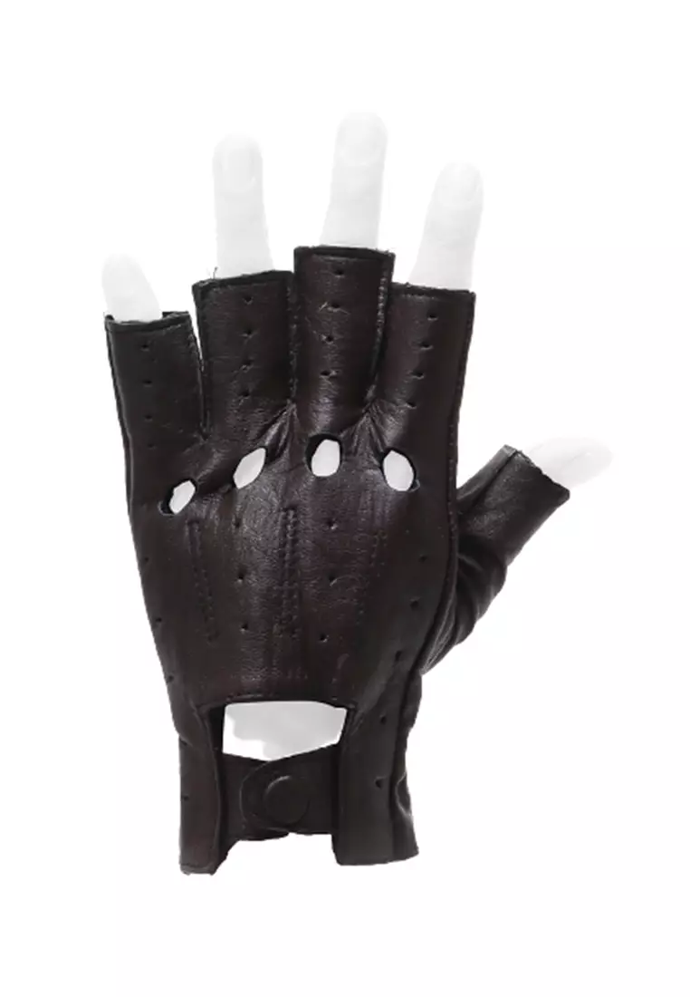Decs Gloves Unisex Half Finger Elastic Comfortable Material Leather ORIGINAL - Brown