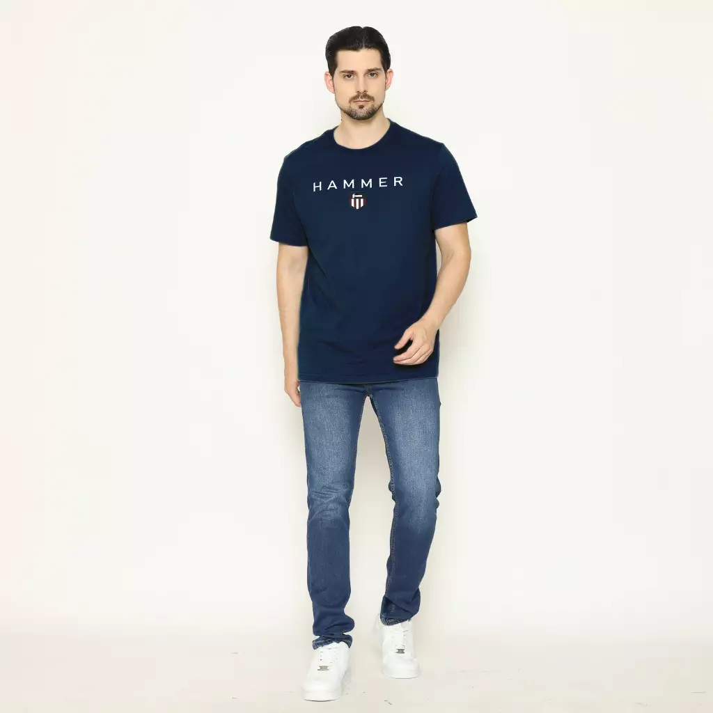 Hammer Men Graphic T-Shirt | Kaos Grafis Pria Reguler Lengan Pendek Navy Z1TI048N1