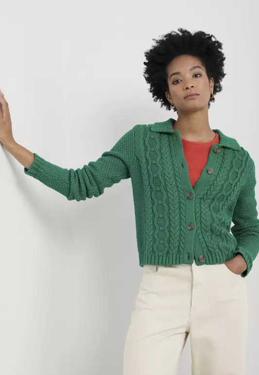 Seasalt Cornwall Green Forest Ridge Cardigan
