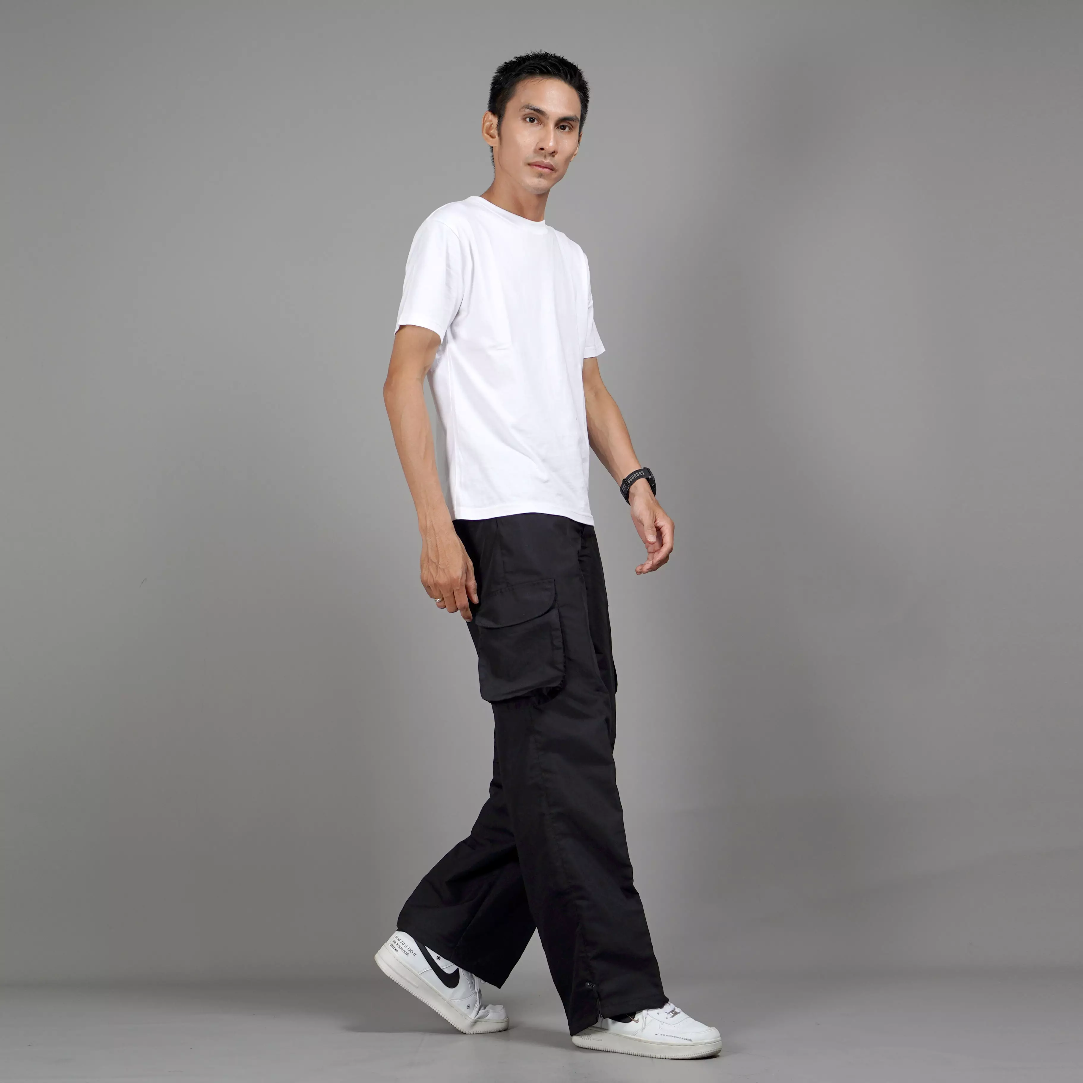 REAGAN Celana Cargo Pants Pria Celana Kargo Pria - HITAM