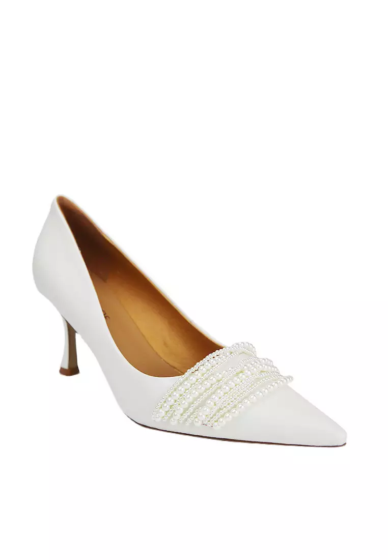 VANSA Velvet Pearl Chain High Heels VSW H96526