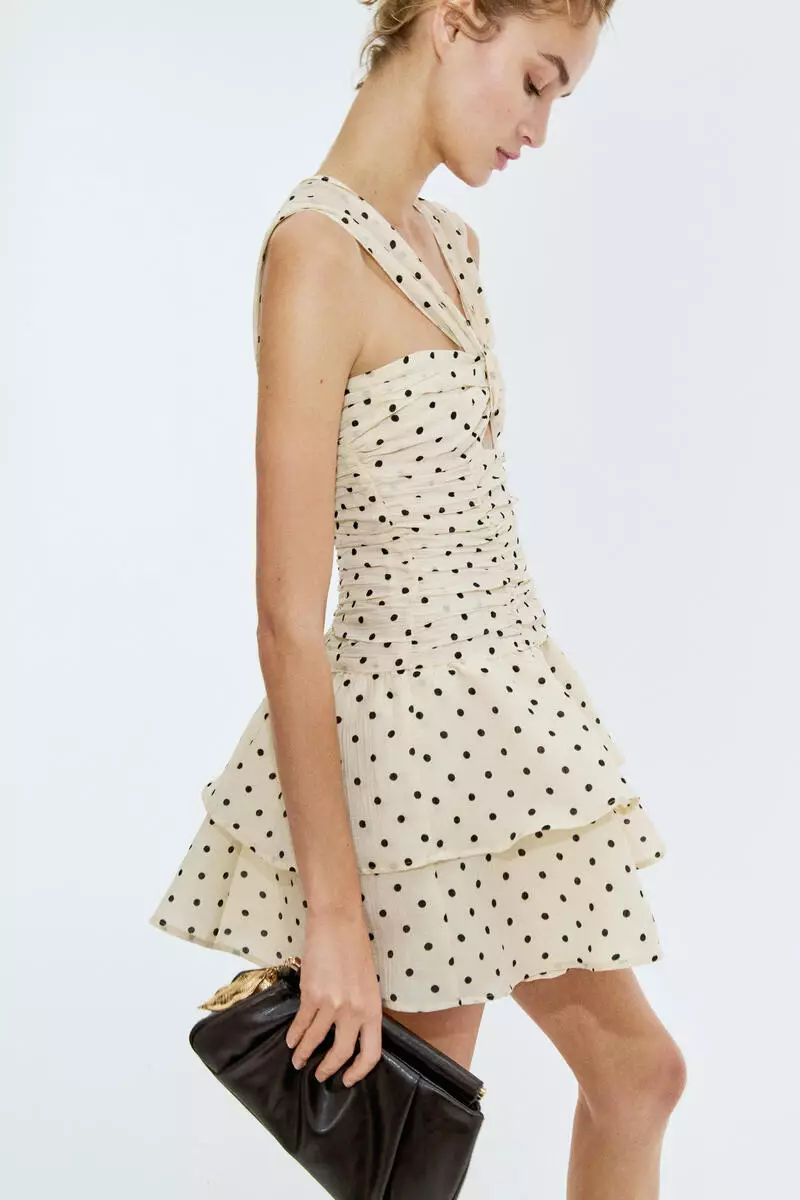 Flared-skirt ruched dress