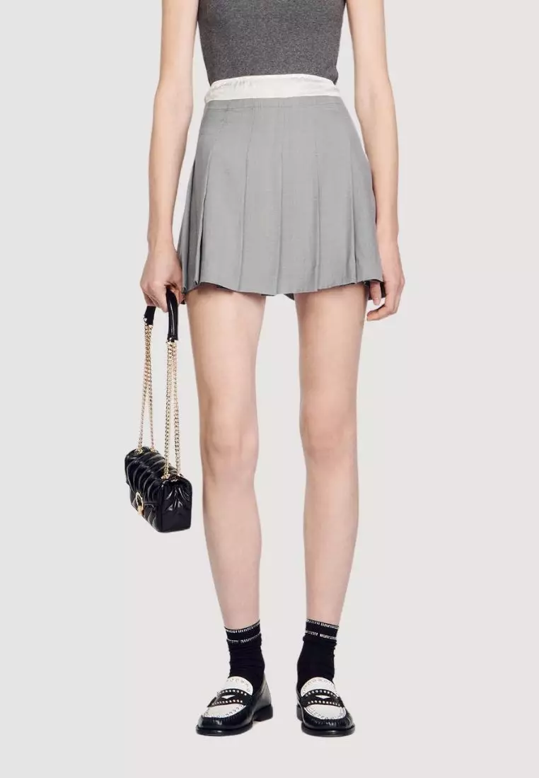 Pale grey hot sale pleated skirt