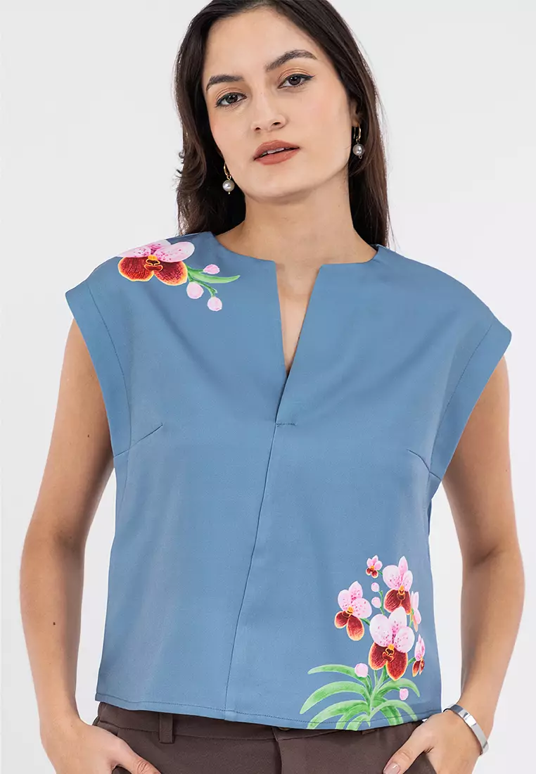DOECHI Printed Box Filipiniana Blouse