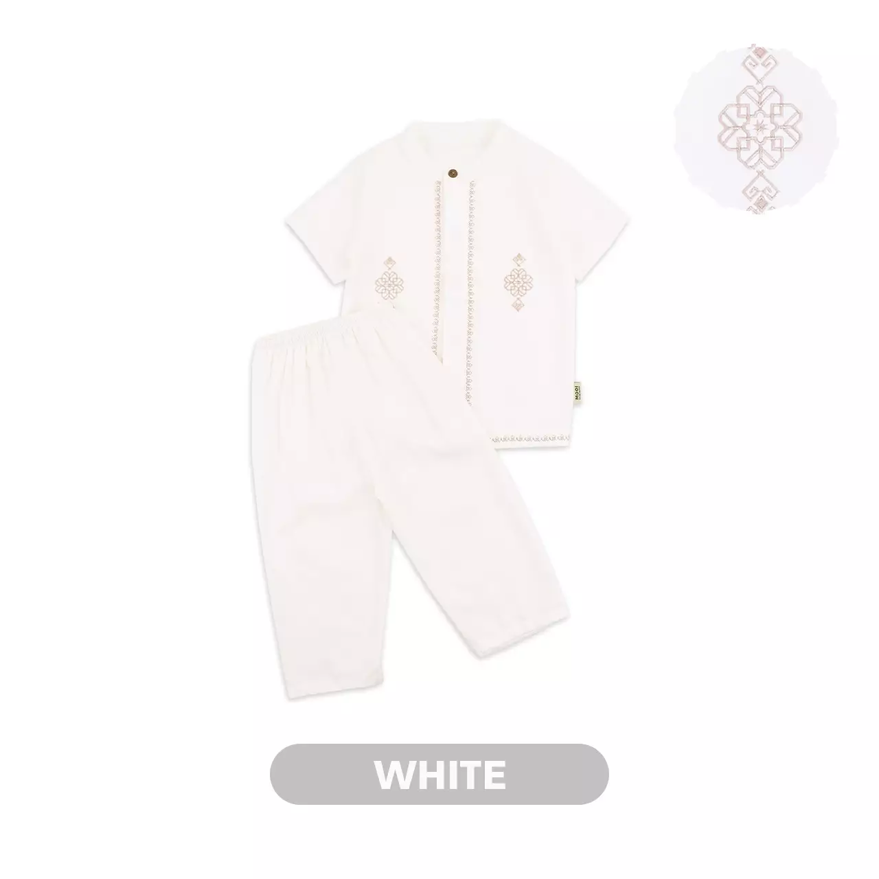 Mooi Arham Koko Set Setelan Koko Anak Raya Collection Basic Series 2026 - White