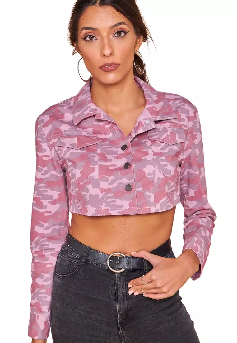 Pink camo cropped jacket sale