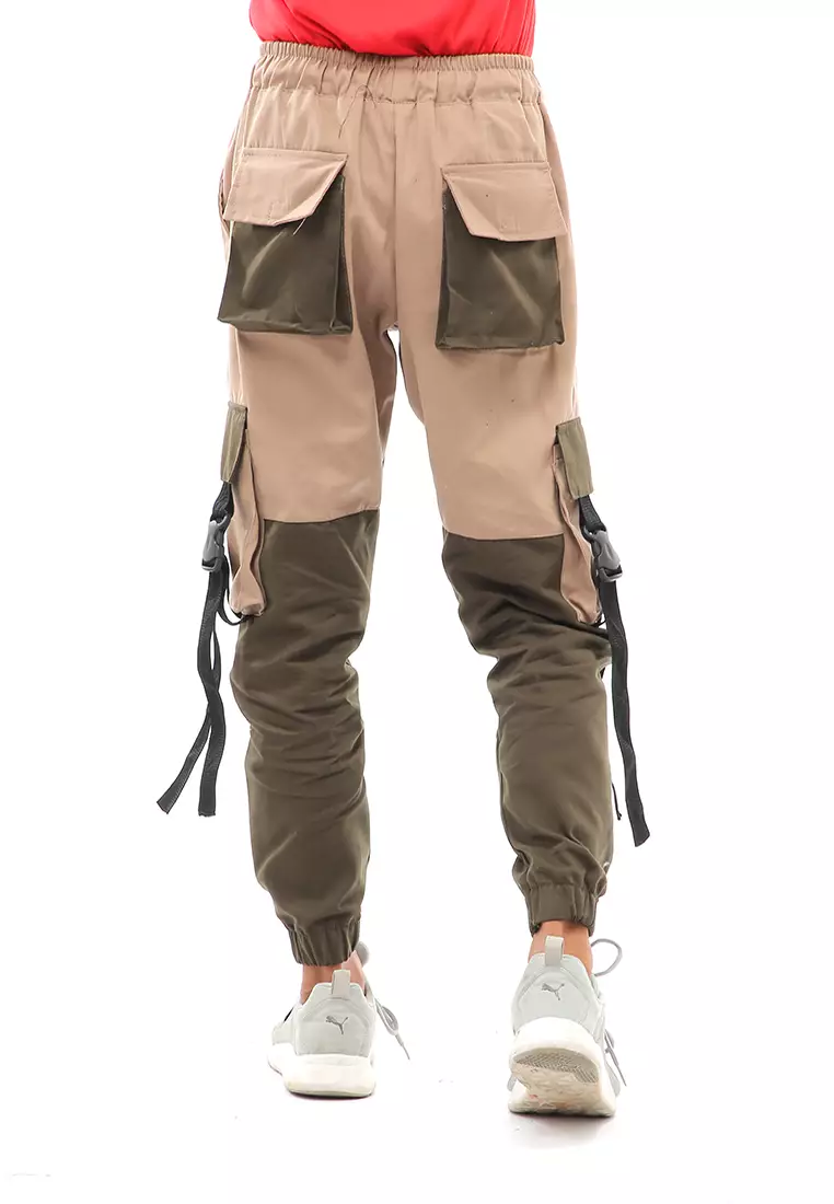 Locko Long Pants Celana Jogger Pria Kombinasi Material Cotton Twill ORIGINAL - Cream Green