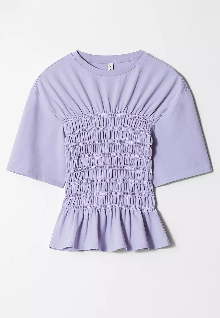 Smocked Crewneck Top