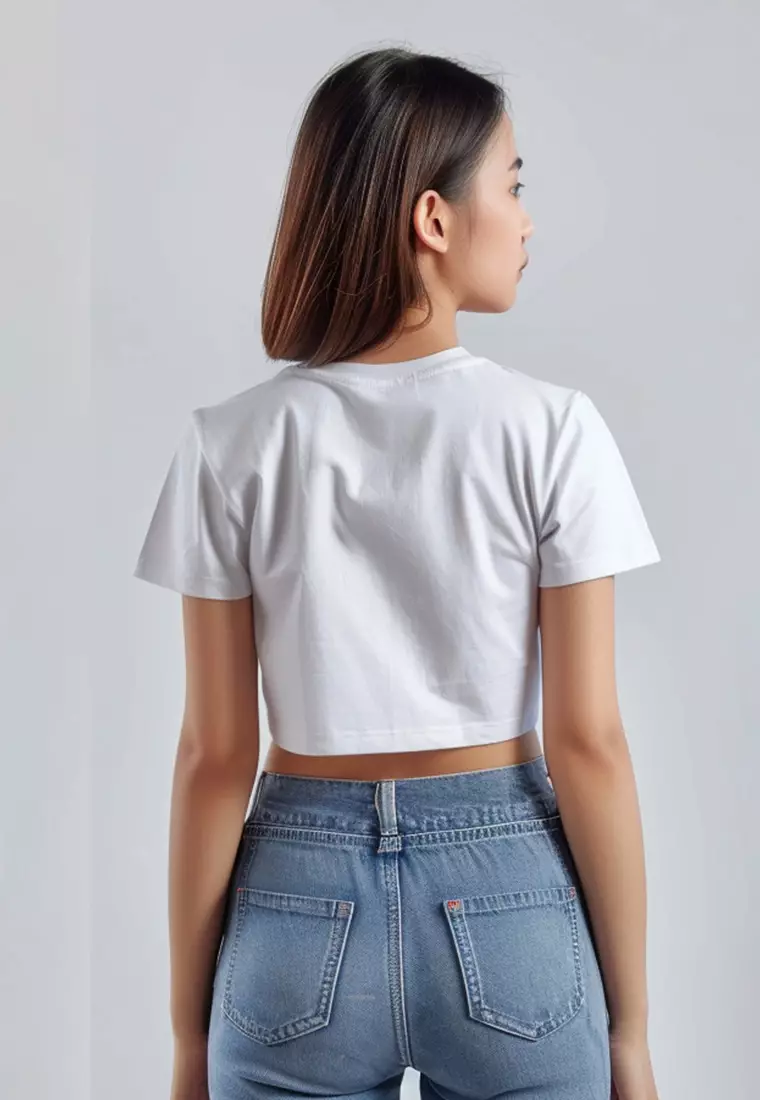 LTG91 Crop Top T shirt RCP "thdy sign stamp" putih